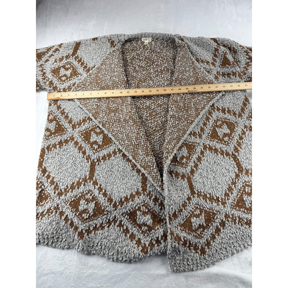 POL Aztec Geometric Oversized Chunky Knit Cardigan Women Small Brown Winter Cozy - Picture 10 of 11
